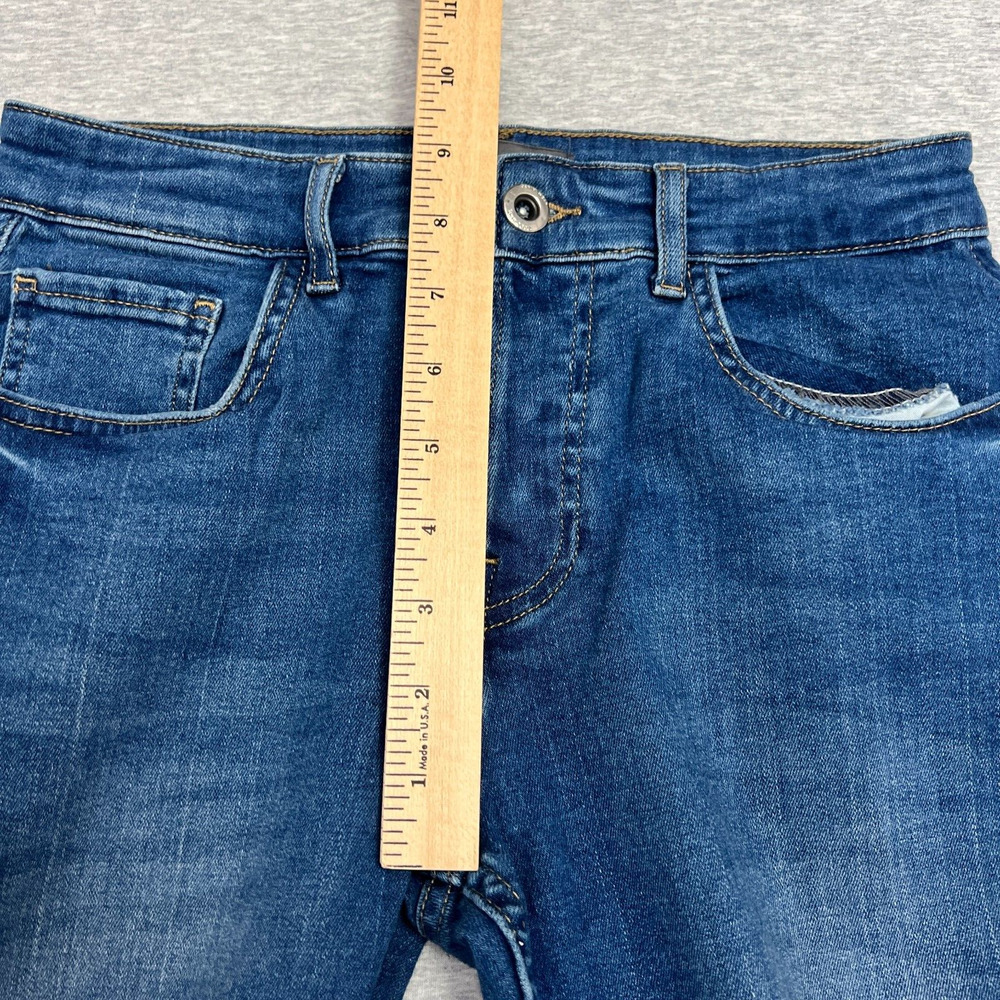 Zara Man Mens Jeans 30 Blue Faded Distressed Skinny Denim Stretch Crop Frayed - Picture 12 of 13